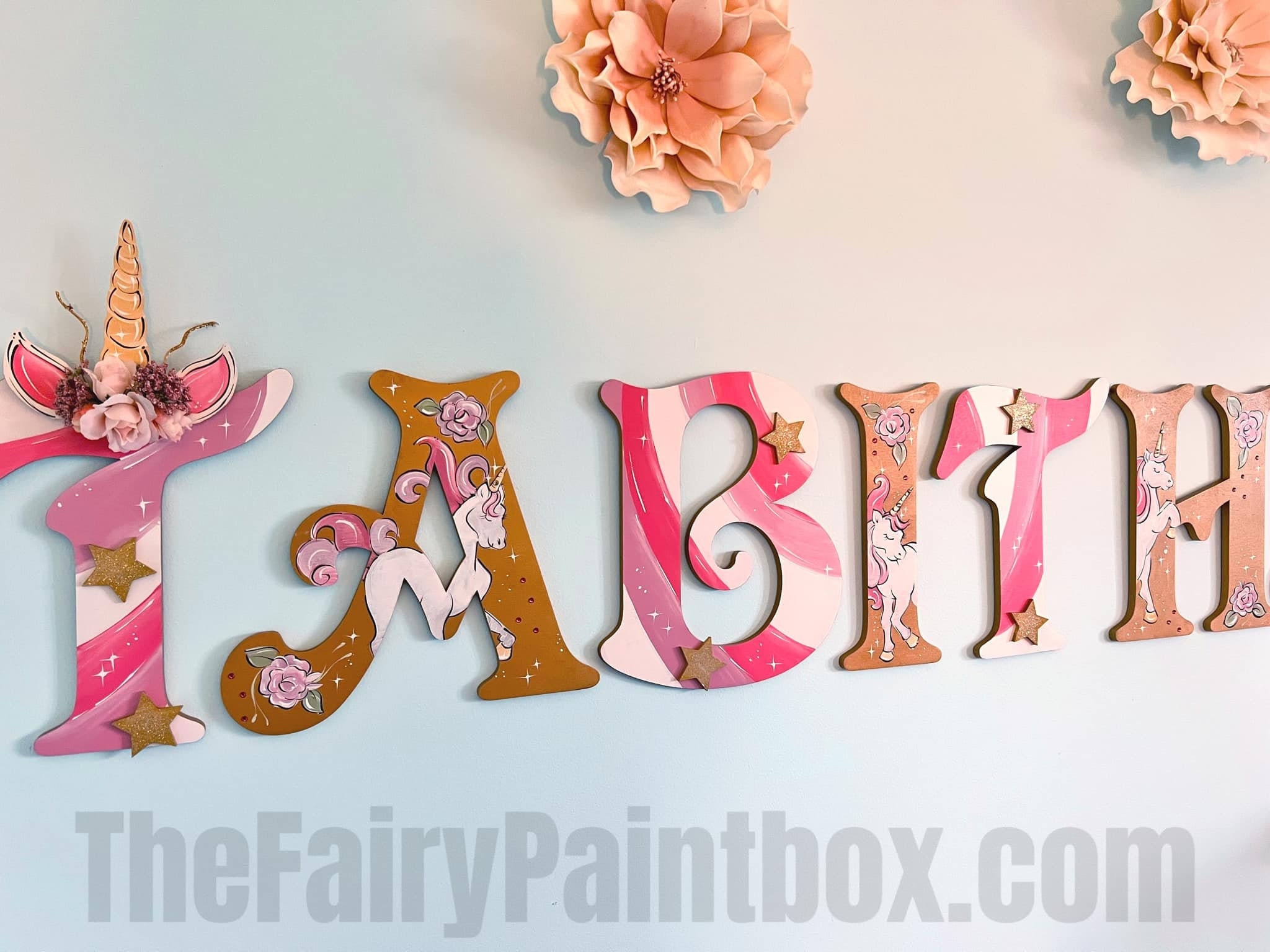  Large 12 Hand Painted Gold Letter Wall Decor Monogram