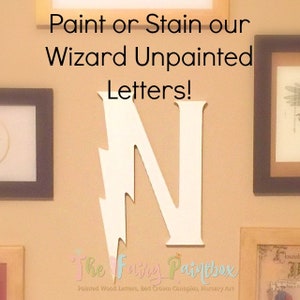 Unpainted Wizard Wood Letters Baltic Birch Wizard Letters Wood Wizard Wall Letters Wood Lightning Letters Unpainted Wooden Letters image 8