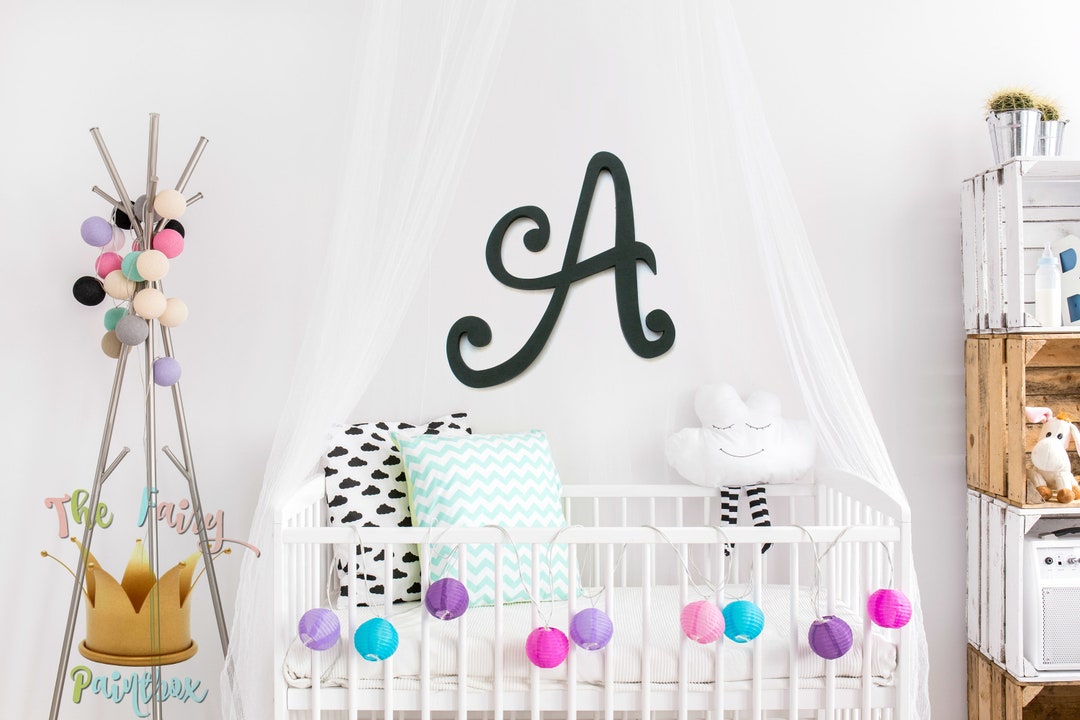 Black Nursery Wall Monogram Monogram Wall Hanging Black Wooden Initials