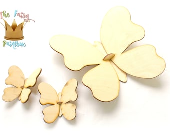 3D Butterfly Wall Shape Assembled Butterfly Wood Shape Ready-to-Paint Butterfly Kit Paint Your Own Butterfly Kit 3D Butterfly Wood Kit