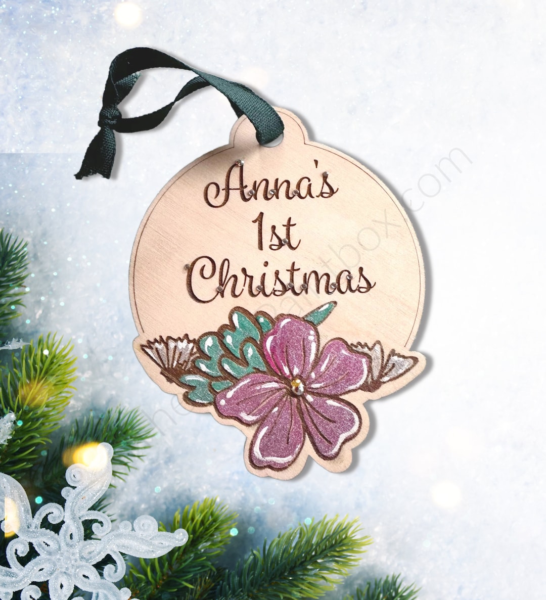 Baby's 1st Christmas Ornament, Personalized Christmas Baby Name Tag