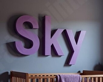 Moody Purple Baby Wall Letters, Purple Wood Letters, Modern Nursery Wall Decor, Custom Kids Letters, Moody Baby Gift, Baby Name Room Decor