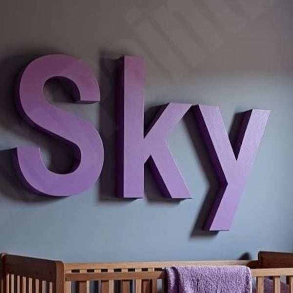 Moody Purple Baby Wall Letters, Purple Wood Letters, Modern Nursery Wall Decor, Custom Kids Letters, Moody Baby Gift, Baby Name Room Decor