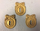 Architectural salvage - vintage escutcheon plates - art nouveau - bows