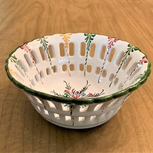 Vintage hand painted bowl - candy dish - Portugal - floral