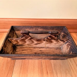 Vintage wood cutlery tray - utensil box - primitive