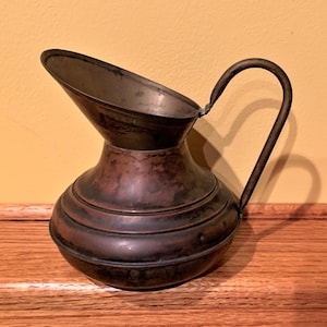Vintage copper and brass pitcher - SMALL - jug - England - 5 1/2&quot; tall