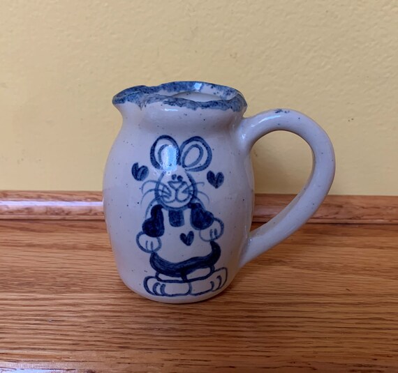 Vintage stoneware pitcher small 3 tall rabbit Etsy