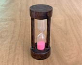 Vintage egg timer - pink sand - wood - pink kitchenware - country kitchenware