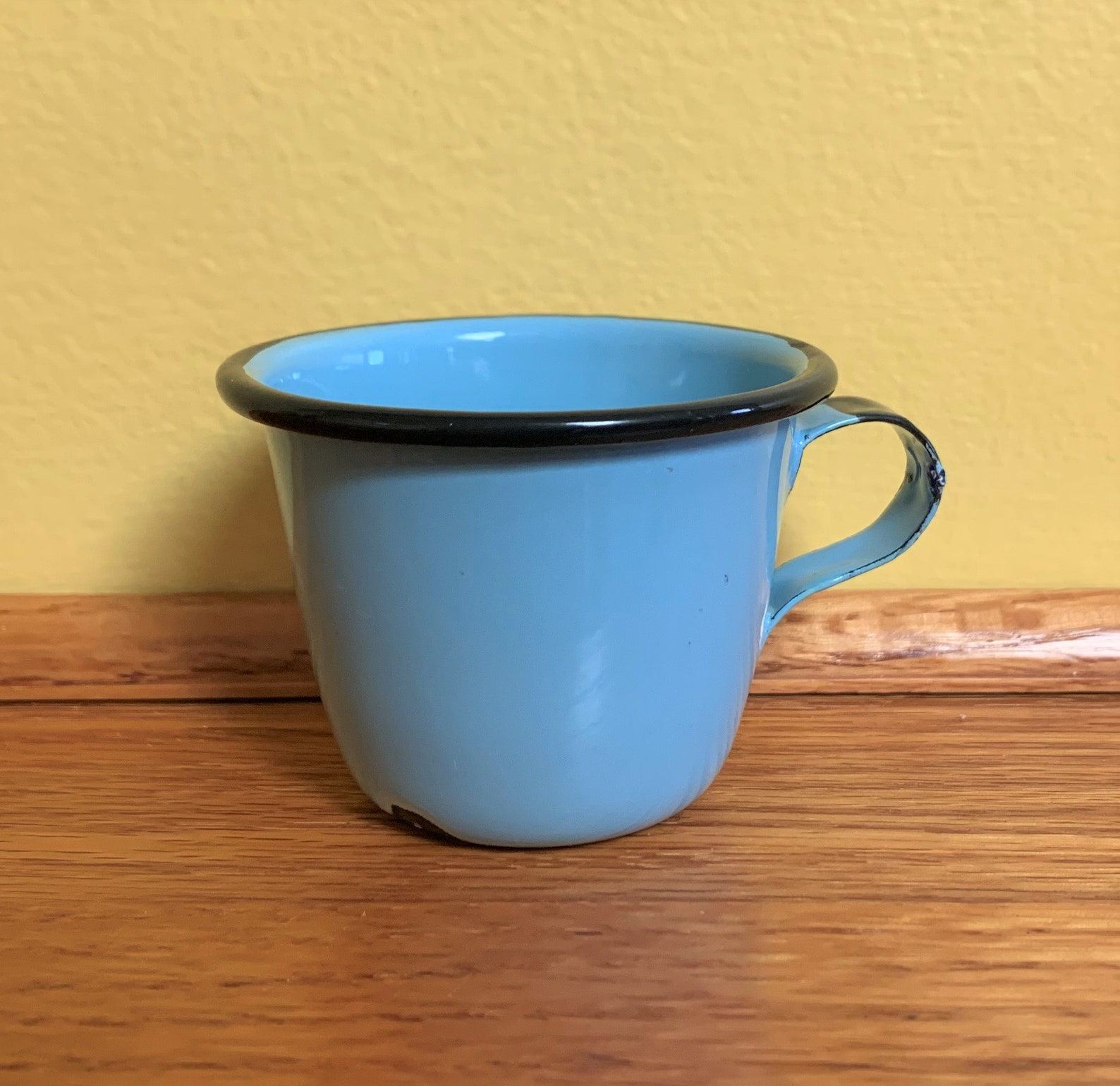 Vintage enamelware blue tin cup child cup Etsy