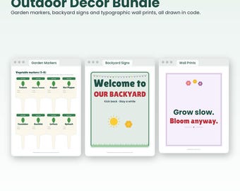 Outdoor Decor Bundle, Printable Garden Markers, Backyard Signs, Pool Rules Sign, Garden Quote Wall Art Prints, Letter A4 8x10 11x14