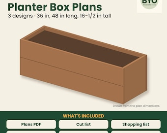 Planos para jardineras, planos de carpintería para jardineras de cedro (hágalo usted mismo) en PDF, construcción de jardineras de madera para hierbas y huertos con lista de cortes.