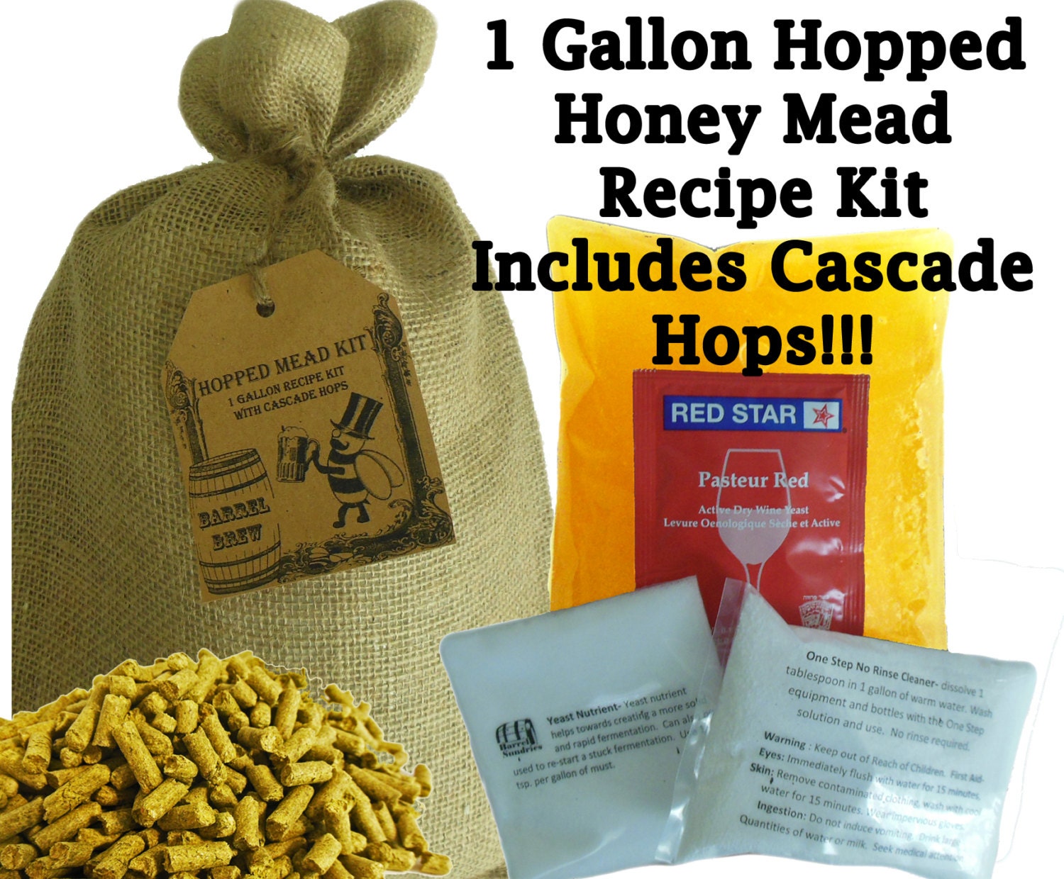 1 Gallon Hopped Honey Mead Ingredient Kit - Mead With Cascade Hops - Etsy