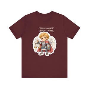 Saint Michael the Archangel Shirt, Security Guard Gift, Heaven's Head of Security On Duty, Tee for Protective Dads and Night Shift Workers image 8