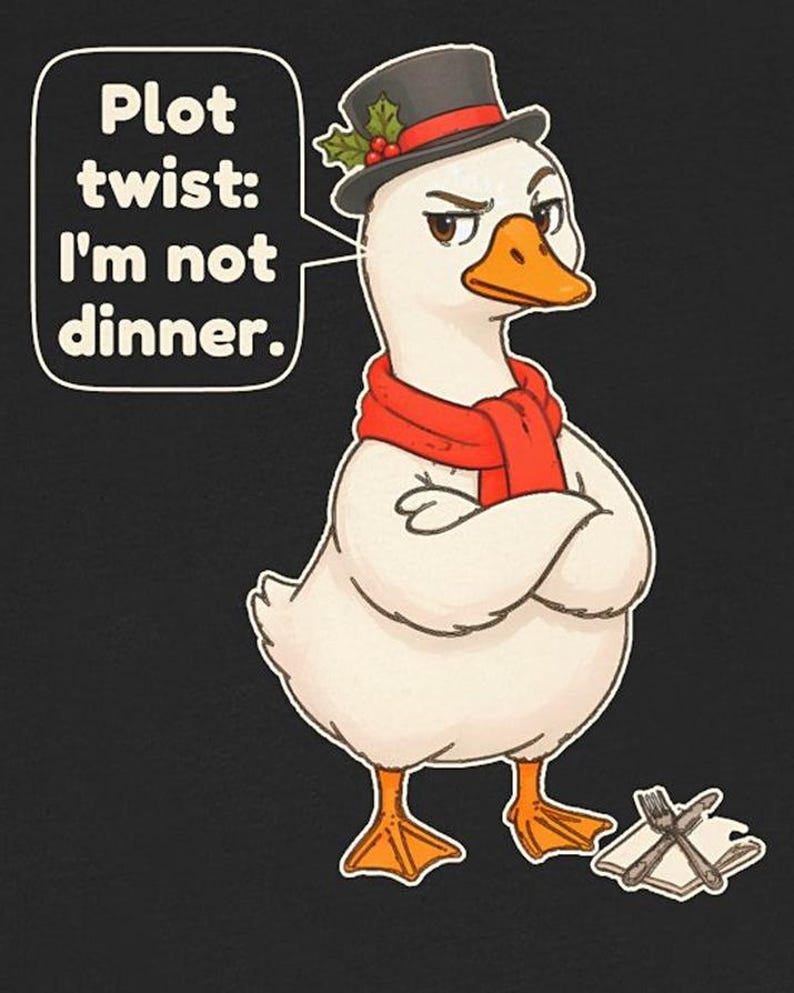 Christmas Goose Shirt, Funny Christmas Carol Tee, English Teacher Gift, Book Lover Gift, Cute Goose Lover Holiday Shirt, Chibi Watercolor bild 4
