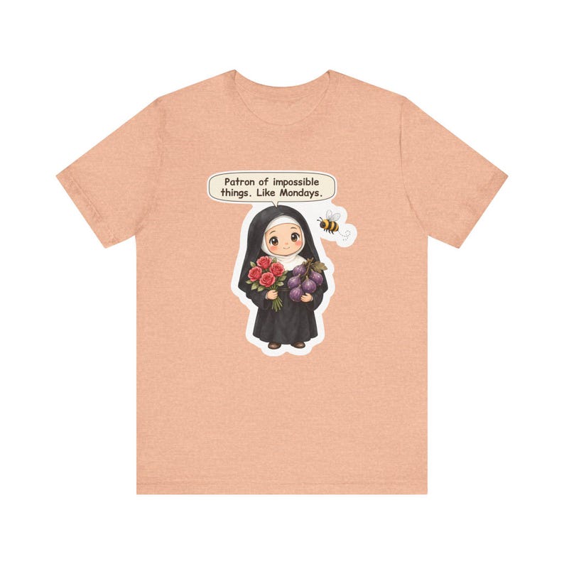 Saint Rita of Cascia Shirt, Office Worker Gift, Patron of Impossible Things Like Mondays, Tee for Coworkers, Teachers and Bee Lovers image 4