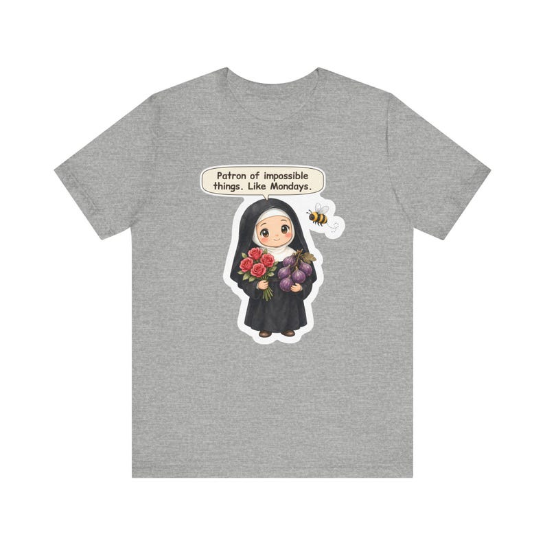 Saint Rita of Cascia Shirt, Office Worker Gift, Patron of Impossible Things Like Mondays, Tee for Coworkers, Teachers and Bee Lovers image 5