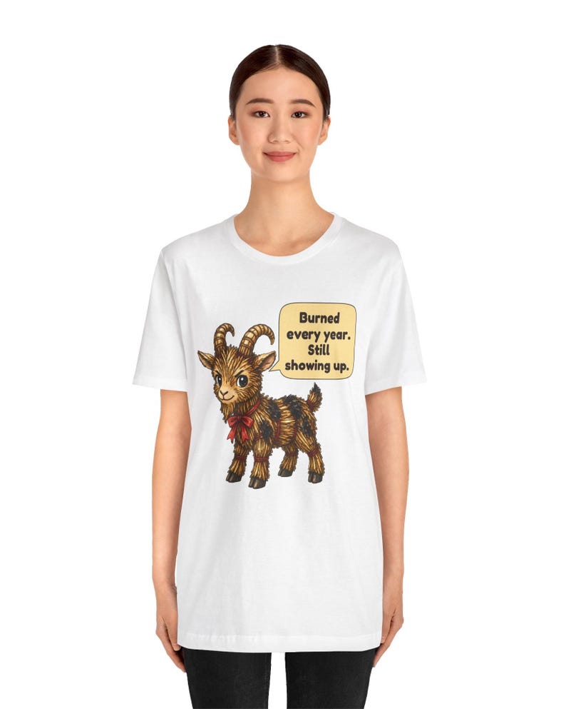 Yule Goat Shirt, Funny Scandinavian Christmas Tee, Swedish Heritage Gift, Folklore Lover Gift, Straw Goat Holiday Shirt, Chibi Watercolor bild 15