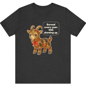 Yule Goat Shirt, Funny Scandinavian Christmas Tee, Swedish Heritage Gift, Folklore Lover Gift, Straw Goat Holiday Shirt, Chibi Watercolor bild 7