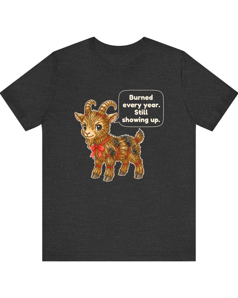 Yule Goat Shirt, Funny Scandinavian Christmas Tee, Swedish Heritage Gift, Folklore Lover Gift, Straw Goat Holiday Shirt, Chibi Watercolor bild 7