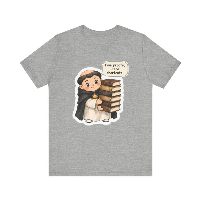 Saint Thomas Aquinas Shirt, Philosophy Major Gift, Five Proofs Zero Shortcuts, Tee for Theology Students, Debate Teams and Grad Students imagem 5
