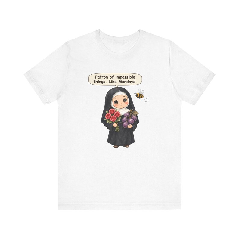 Saint Rita of Cascia Shirt, Office Worker Gift, Patron of Impossible Things Like Mondays, Tee for Coworkers, Teachers and Bee Lovers image 1