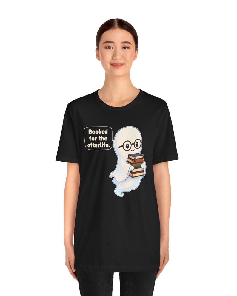 Library Ghost Shirt, Librarian Gift, Cute Bookish Tee for School Librarians, Book Clubs, Bookworms and Halloween Readers image 2