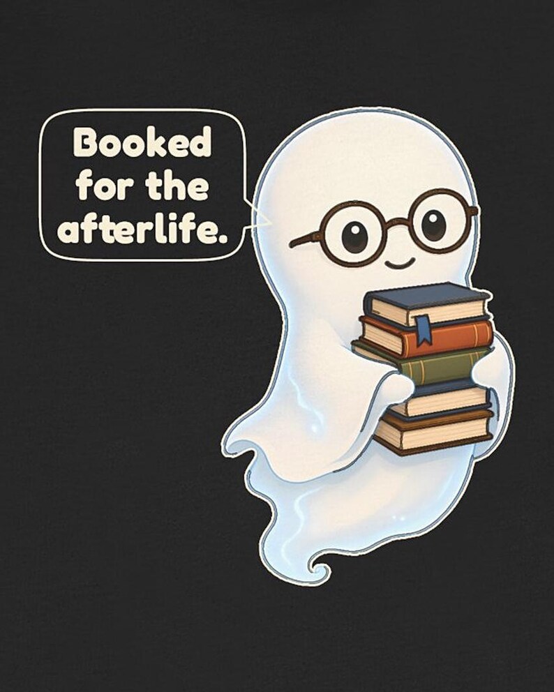 Library Ghost Shirt, Librarian Gift, Cute Bookish Tee for School Librarians, Book Clubs, Bookworms and Halloween Readers image 4