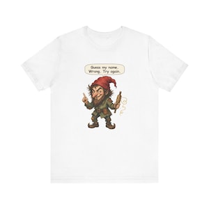 T-shirt Rumpelstiltskin, cadeau pour tricoteuses, devinez mon nom, réessayez, t-shirt humoristique pour fileuses, artistes textiles, amateurs d'énigmes et fans de Grimm image 1