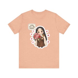 Camiseta de Santa Teresa de Lisieux, regalo para amantes de las rosas, pequeños pasos, grandes resultados, camiseta para la Confirmación, madres católicas y jardineros de rosas. imagen 4