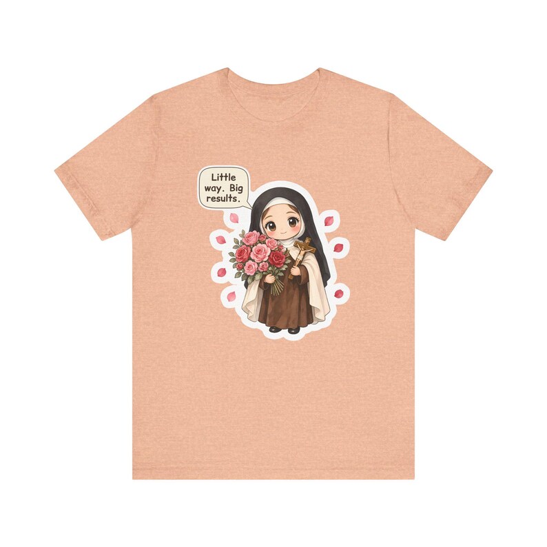 Camiseta de Santa Teresa de Lisieux, regalo para amantes de las rosas, pequeños pasos, grandes resultados, camiseta para la Confirmación, madres católicas y jardineros de rosas. imagen 4