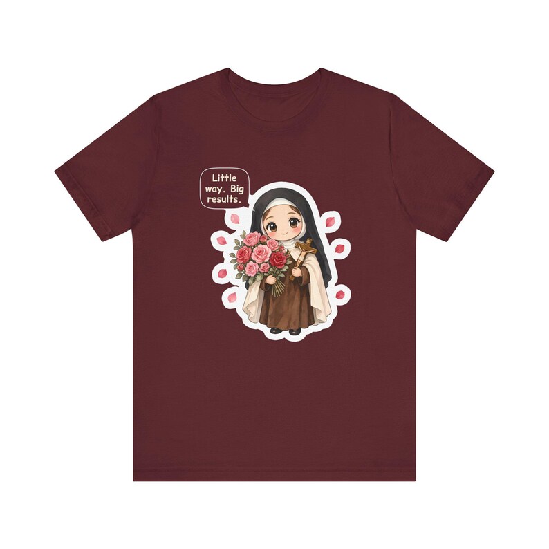 Camiseta de Santa Teresa de Lisieux, regalo para amantes de las rosas, pequeños pasos, grandes resultados, camiseta para la Confirmación, madres católicas y jardineros de rosas. imagen 8