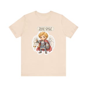 Saint Michael the Archangel Shirt, Security Guard Gift, Heaven's Head of Security On Duty, Tee for Protective Dads and Night Shift Workers image 3