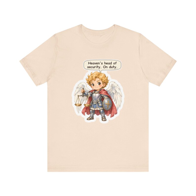 Saint Michael the Archangel Shirt, Security Guard Gift, Heaven's Head of Security On Duty, Tee for Protective Dads and Night Shift Workers image 3