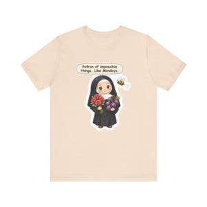 Saint Rita of Cascia Shirt, Office Worker Gift, Patron of Impossible Things Like Mondays, Tee for Coworkers, Teachers and Bee Lovers image 3