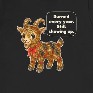 Yule Goat Shirt, Funny Scandinavian Christmas Tee, Swedish Heritage Gift, Folklore Lover Gift, Straw Goat Holiday Shirt, Chibi Watercolor bild 1