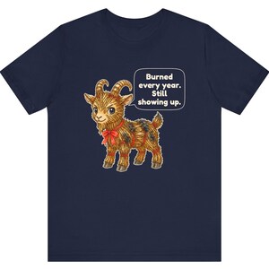 Yule Goat Shirt, Funny Scandinavian Christmas Tee, Swedish Heritage Gift, Folklore Lover Gift, Straw Goat Holiday Shirt, Chibi Watercolor bild 6