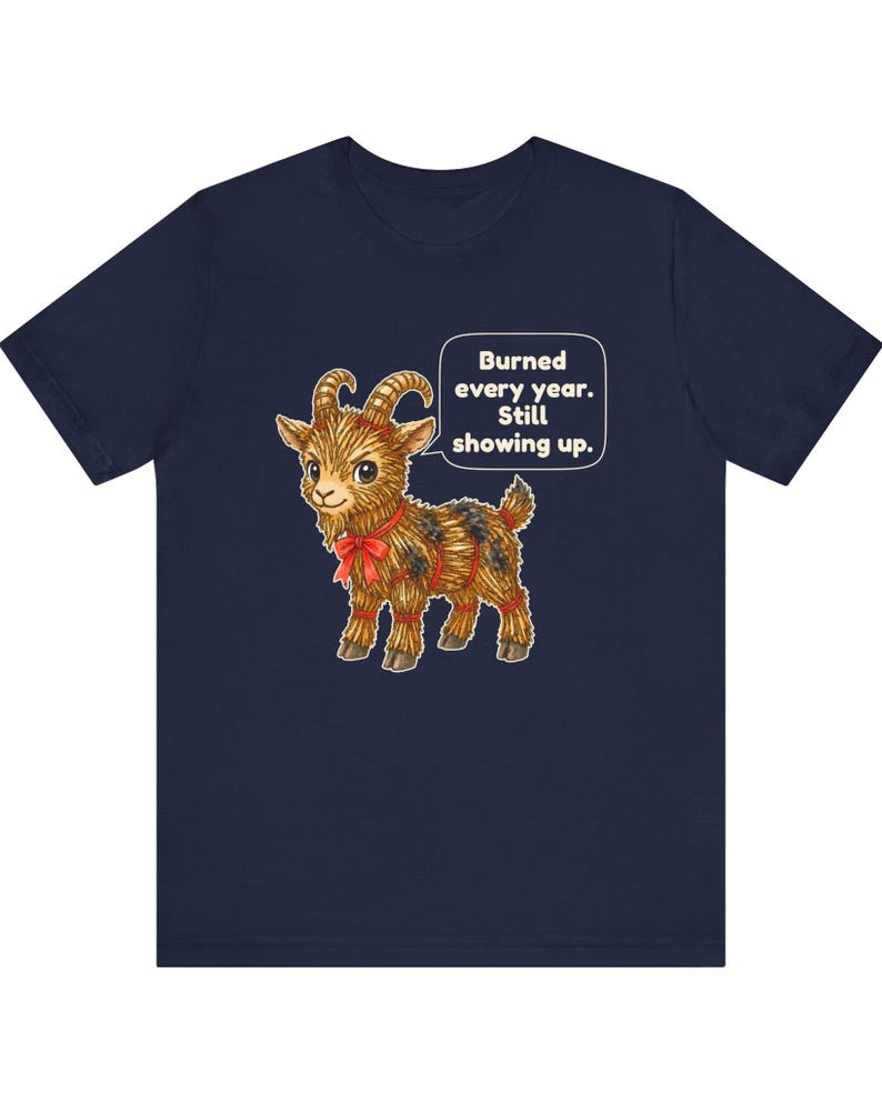 Yule Goat Shirt, Funny Scandinavian Christmas Tee, Swedish Heritage Gift, Folklore Lover Gift, Straw Goat Holiday Shirt, Chibi Watercolor bild 6