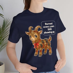 Yule Goat Shirt, Funny Scandinavian Christmas Tee, Swedish Heritage Gift, Folklore Lover Gift, Straw Goat Holiday Shirt, Chibi Watercolor bild 14