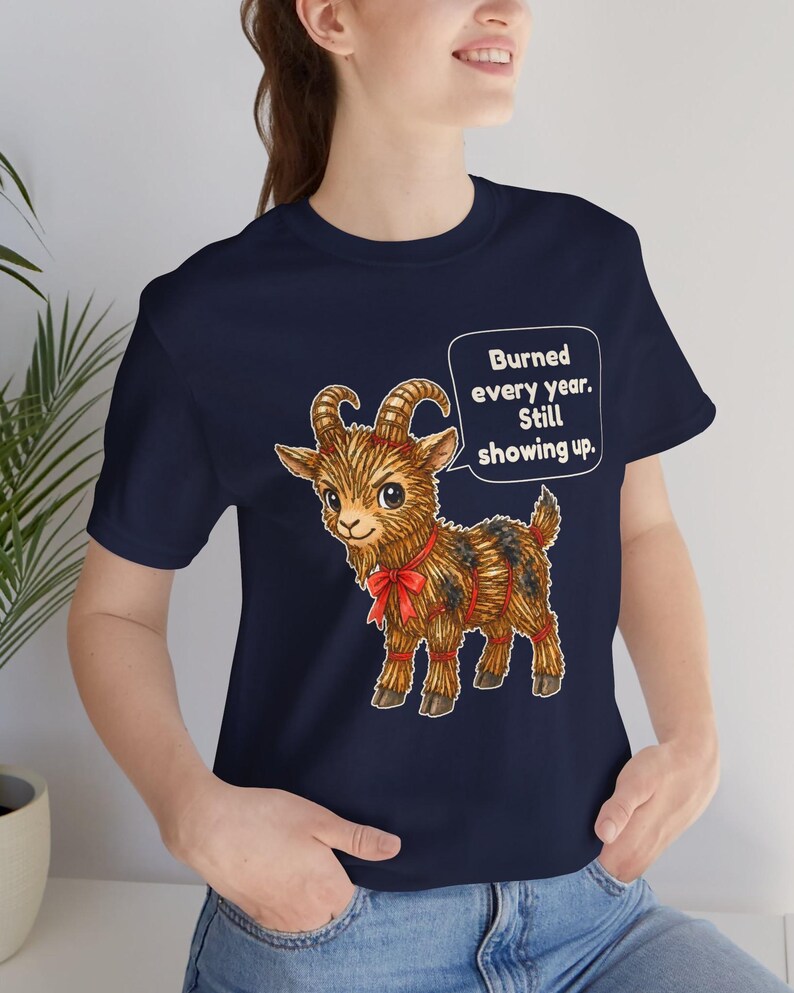Yule Goat Shirt, Funny Scandinavian Christmas Tee, Swedish Heritage Gift, Folklore Lover Gift, Straw Goat Holiday Shirt, Chibi Watercolor bild 14