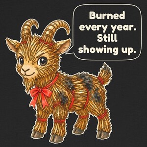 Yule Goat Shirt, Funny Scandinavian Christmas Tee, Swedish Heritage Gift, Folklore Lover Gift, Straw Goat Holiday Shirt, Chibi Watercolor bild 4