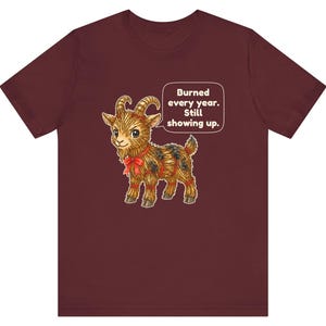 Yule Goat Shirt, Funny Scandinavian Christmas Tee, Swedish Heritage Gift, Folklore Lover Gift, Straw Goat Holiday Shirt, Chibi Watercolor bild 8