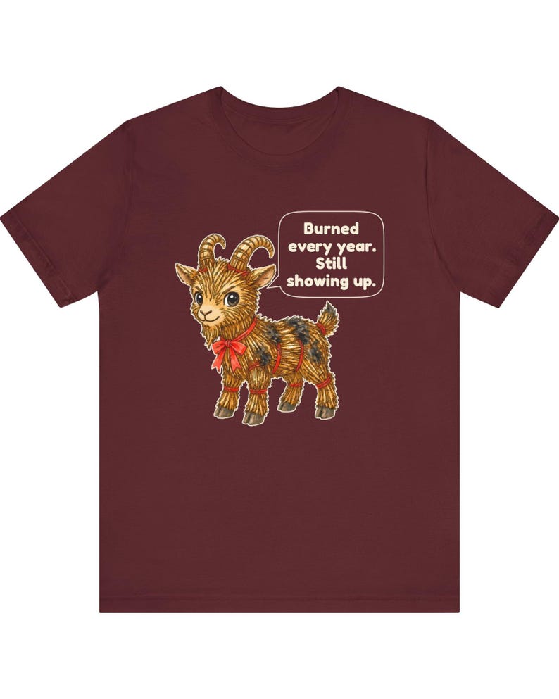 Yule Goat Shirt, Funny Scandinavian Christmas Tee, Swedish Heritage Gift, Folklore Lover Gift, Straw Goat Holiday Shirt, Chibi Watercolor bild 8