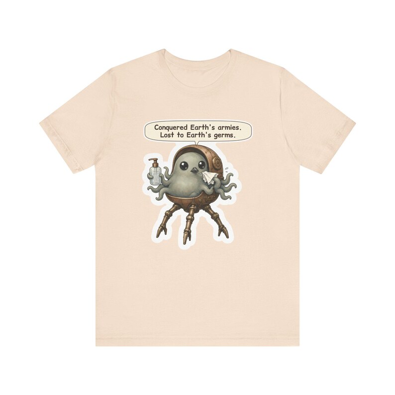 Martian Invader Shirt, Biology Teacher Gift, Conquered Earth's Armies Lost to Earth's Germs, Funny Tee for Nurses, Lab Techs and Sci Fi Fans image 3