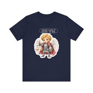 Saint Michael the Archangel Shirt, Security Guard Gift, Heaven's Head of Security On Duty, Tee for Protective Dads and Night Shift Workers image 7