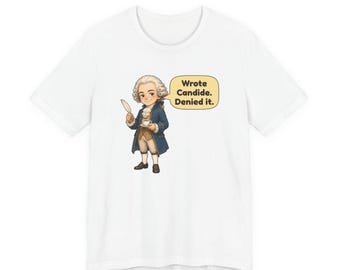Voltaire Shirt, Funny Philosophy Teacher Gift, French Enlightenment Tee, Book Lover Gift, French Teacher Gift, Chibi Watercolor