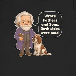 Ivan Turgenev Shirt, Funny Russian Literature Tee, Fathers and Sons Book Lover Gift, English Teacher Gift, Chibi Watercolor