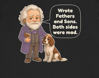 Camiseta de Ivan Turgenev, camiseta divertida de literatura rusa, regalo para padres e hijos amantes de los libros, regalo para profesores de inglés, acuarela chibi