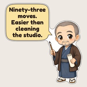 Katsushika Hokusai Shirt, Art Teacher Gift, Ninety-Three Moves Easier Than Cleaning the Studio, Funny Watercolor Tee for Artists bild 5