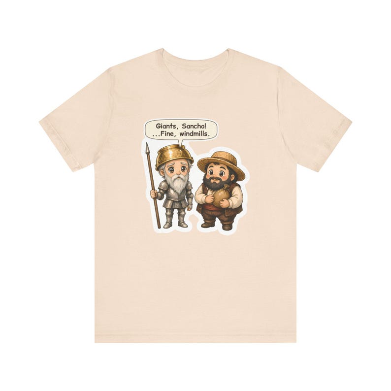 Don Quixote and Sancho Panza Shirt, Spanish Teacher Gift, Fine Windmills, Tee for Book Lovers, Librarians, Dreamers and True Friends image 3